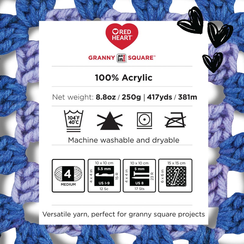 Red Heart All in One Granny Square Blue Beacon 3 Pack of 250g Yarn - Image 5