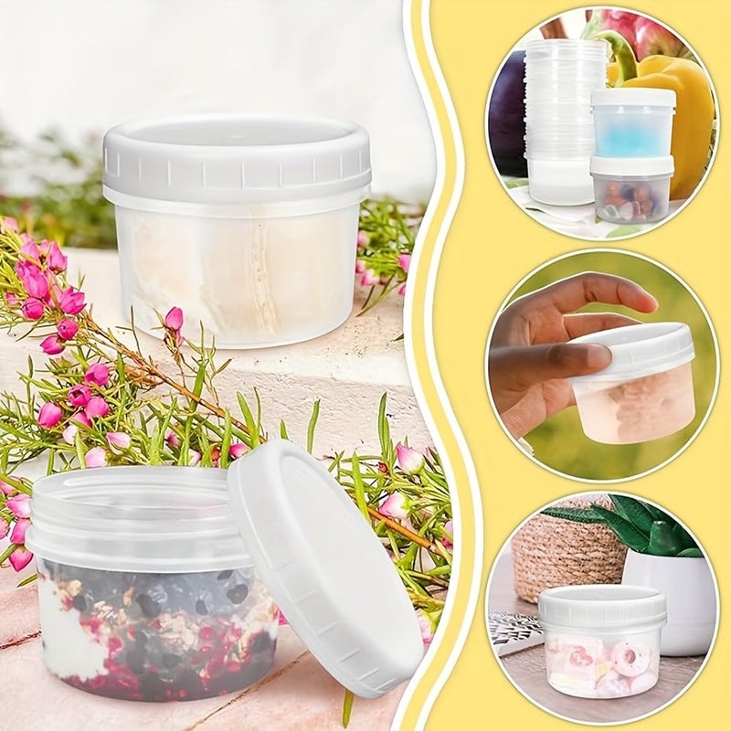 120ml برطمانات تخزين طعام بلاستيكية بأغطية لولبية 40 قطعة (20 برطمانًا و20 غطاءً) حاويات صغيرة قابلة لإعادة الاستخدام للمجمد مناسب للكيك والمربى والآيس كريم والصلصة والتوابل وصندوق الغداء - Image 2
