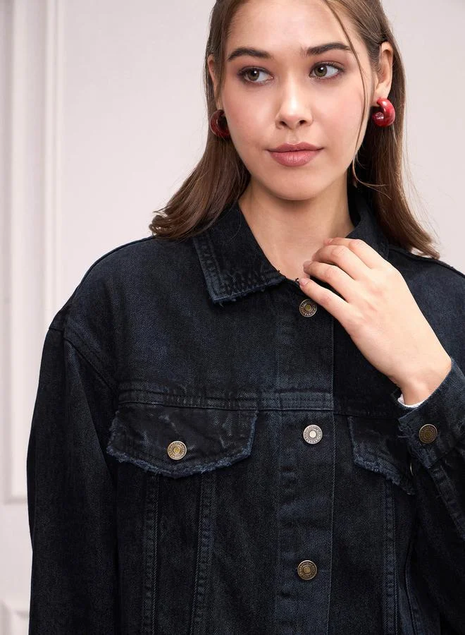 SASSAFRAS Washed Pocket Details Denim Shacket by Styli