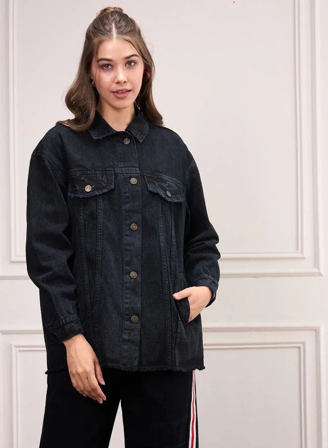 SASSAFRAS Washed Pocket Details Denim Shacket by Styli