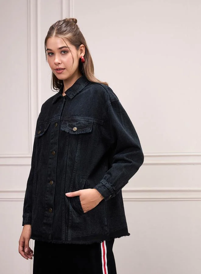 SASSAFRAS Washed Pocket Details Denim Shacket by Styli