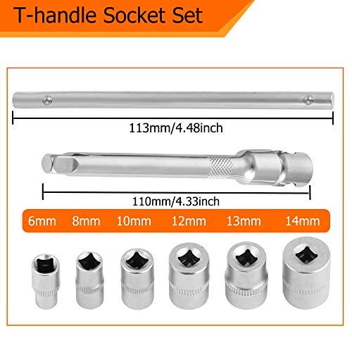NACHEE Folding Mini T-Handle Socket Set 1/4'' Drive Tool Kit for Motorcycle ATV UTV, (007) - Image 5
