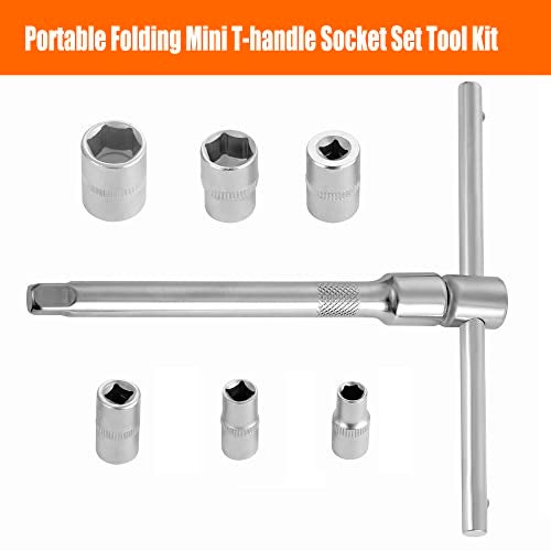 NACHEE Folding Mini T-Handle Socket Set 1/4'' Drive Tool Kit for Motorcycle ATV UTV, (007) - Image 3