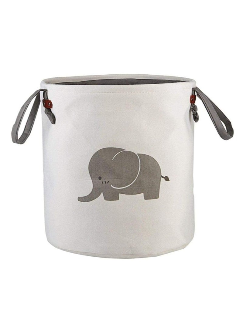 Creative Multifunctional Storage Bucket Laundry Basket Toy Double Layer Canvas Storage Basket (Grey) - Image 1