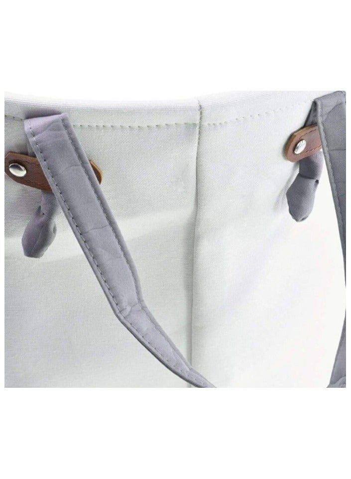 Creative Multifunctional Storage Bucket Laundry Basket Toy Double Layer Canvas Storage Basket (Grey) - Image 2