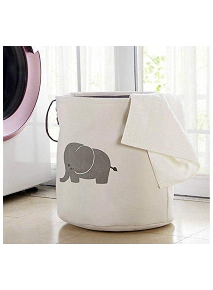 Creative Multifunctional Storage Bucket Laundry Basket Toy Double Layer Canvas Storage Basket (Grey) - Image 5