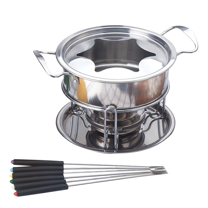 10-Piece Set Stainless Steel Chocolate Melting Pot Cheese Fondue Set Kitchen Accessories - Image 1