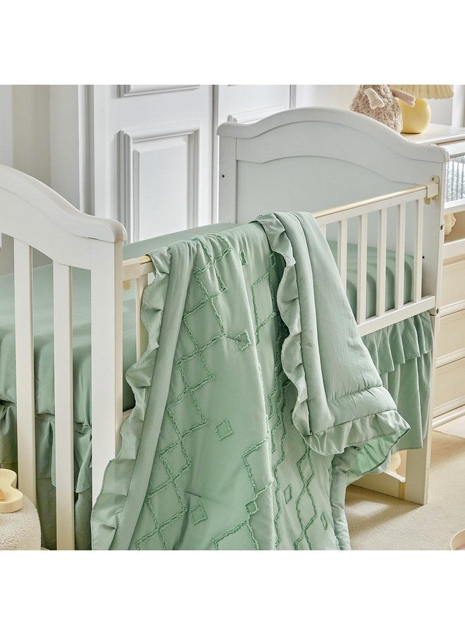 AIKASY The Ruffled Shabby Crib Bedding Set for Girls, Baby Quilted Comforter with Fitted Sheet, Bed Skirt, and Pillowcase. - Image 5