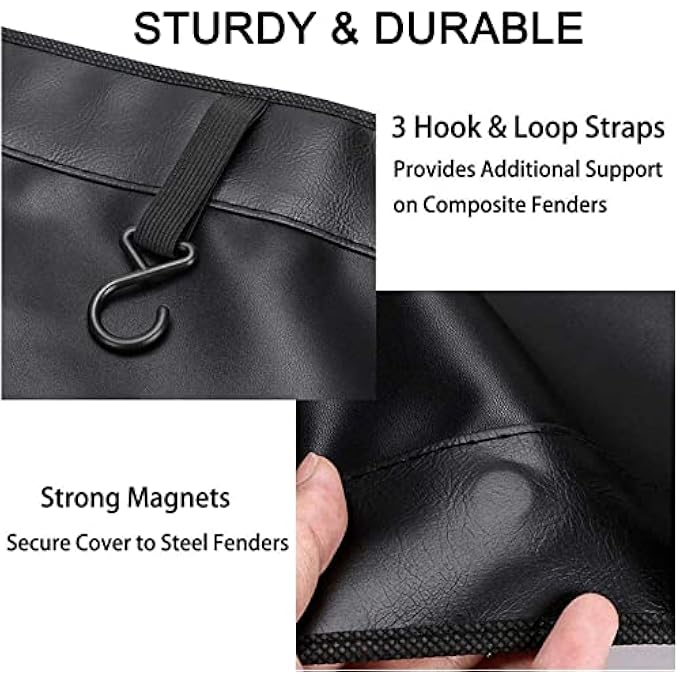 ريحني غطاء الرفارف المغناطيسي 3Pcs مع مغناطيسات وخطاطيف حصيرة حماية جلدية من Pu للإصلاح غطاء واقي طيني لجناح السيارة للسيارات وغطاء طري للحشو الناعم أزرق 110 سم 45 سم - Image 5