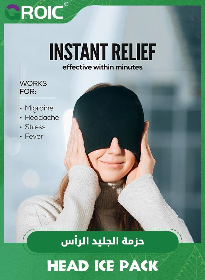 GROIC Migraine Ice Head Wrap, Gel Head Ice Pack Wrap with Hot and Cold Therapy, Headache Ice Pack Eyes Mask for Sinus, Puffy Eyes, Tension and Stress Relief (Double layer 260g) - Image 4