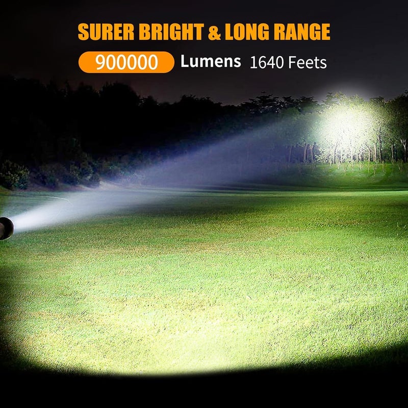 BLURISM 1pc Rechargeable Spotlight Super Bright LED Flashlight Handheld Light Long Lasting Large Torch Portable Searchlight Flood Lantern with 3Color Filter Portable Handheld Flashlight - Image 2