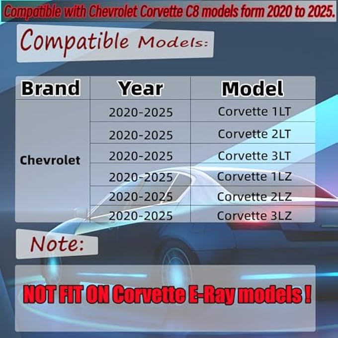NeespoC Front Bumper Lip Splitter Spoiler Fit for Chevy Corvette C8 Stingray 1LT/ 2LT/ 3LT/ 1LZ/ 2LZ/ 3LZ 2020-2024 Air Chin Body Kit Exterior Accessories Carbon Fiber Style - Image 2
