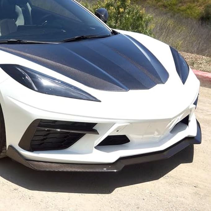 NeespoC Front Bumper Lip Splitter Spoiler Fit for Chevy Corvette C8 Stingray 1LT/ 2LT/ 3LT/ 1LZ/ 2LZ/ 3LZ 2020-2024 Air Chin Body Kit Exterior Accessories Carbon Fiber Style - Image 5