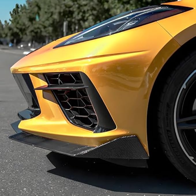 NeespoC Front Bumper Lip Splitter Spoiler Fit for Chevy Corvette C8 Stingray 1LT/ 2LT/ 3LT/ 1LZ/ 2LZ/ 3LZ 2020-2024 Air Chin Body Kit Exterior Accessories Carbon Fiber Style - Image 3