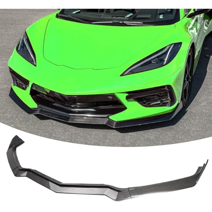 NeespoC Front Bumper Lip Splitter Spoiler Fit for Chevy Corvette C8 Stingray 1LT/ 2LT/ 3LT/ 1LZ/ 2LZ/ 3LZ 2020-2024 Air Chin Body Kit Exterior Accessories Carbon Fiber Style - Image 1