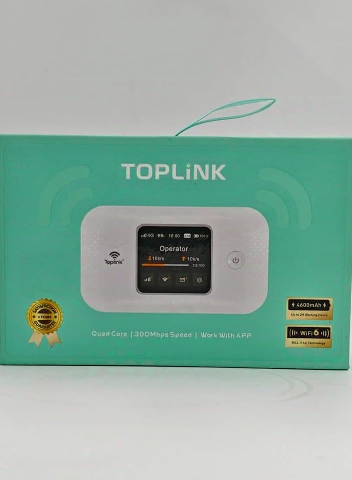 TOPLINK MR57 Ultra 4G Pocket Mobile Wi-Fi Router With 4600mAh Battery  LTE Cat4  Connects Up 12 Users 300Mbps Wireless(White) - Image 4