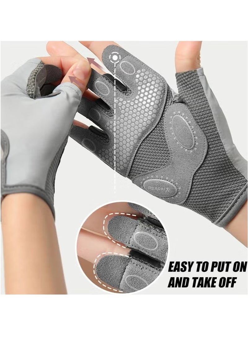1 Pair Women Workout Gloves, Non-Slip And Shock-Absorbing Half-Finger Mittens, For Fitness Lifting Climbing Exercises Palm Protector  - Image 4