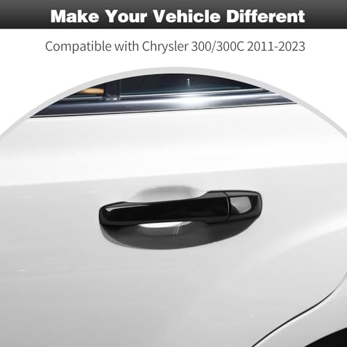 CheroCar Door Handle Cover Trim Exterior Accessories for Chrysler 300/300C 2011-2023,Black… - Image 2