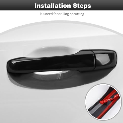 CheroCar Door Handle Cover Trim Exterior Accessories for Chrysler 300/300C 2011-2023,Black… - Image 4