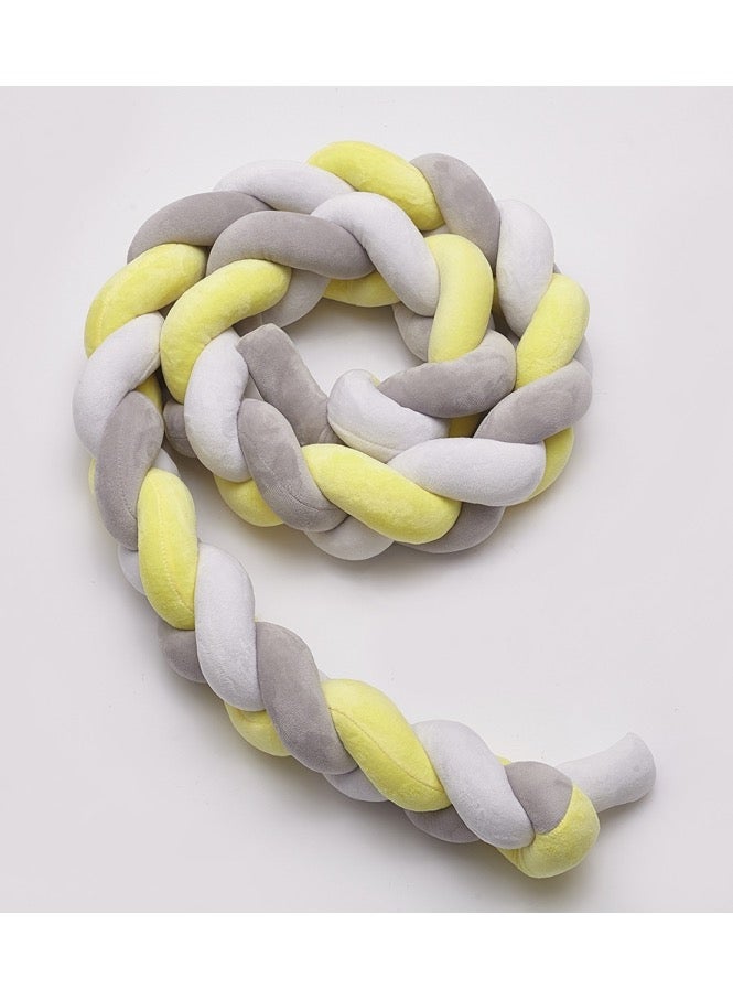 2M Pure Color Weaving Knot for Infant Room Decor Crib Protector Newborn Baby Bed Bumper Bedding Accessories - White Grey Yellow 