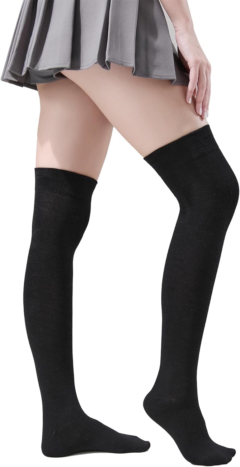 TOCONFFON Women's Over The Knee High Socks - Thigh High Cotton Socks 120D Medium Thick for Daily Wear, Cosplay - Image 1