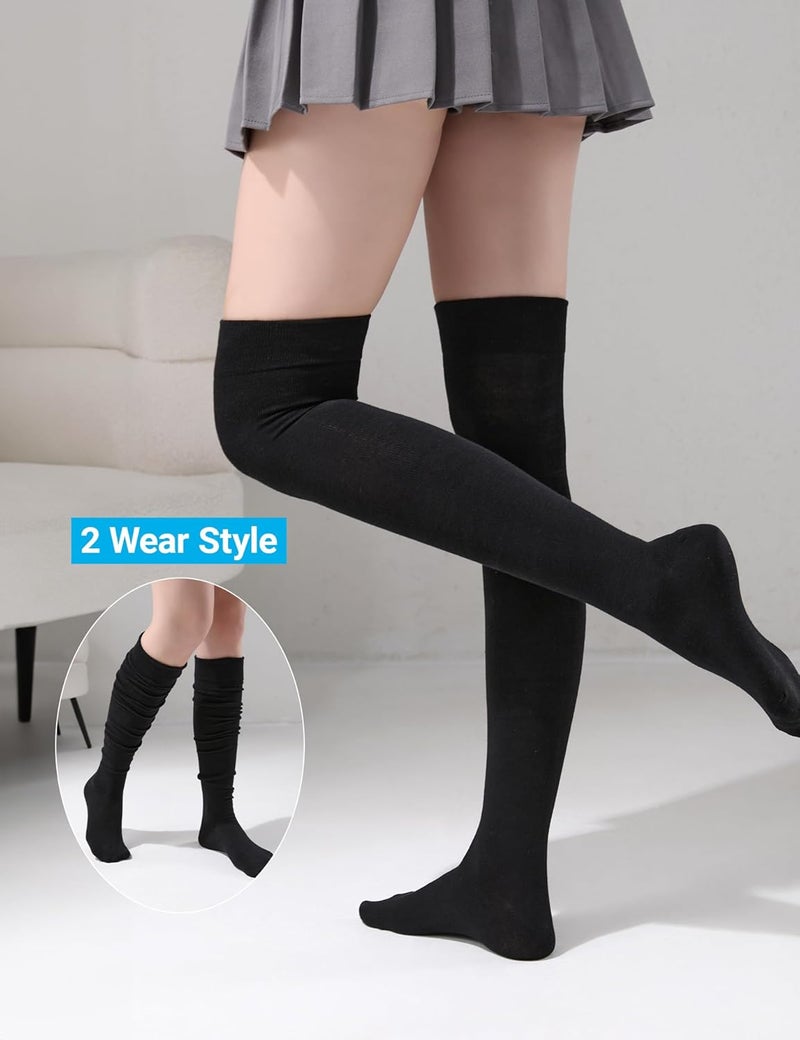 TOCONFFON Women's Over The Knee High Socks - Thigh High Cotton Socks 120D Medium Thick for Daily Wear, Cosplay - Image 3
