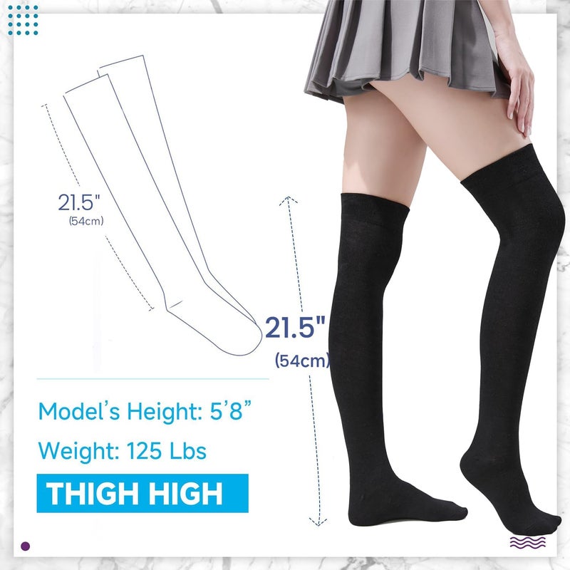 TOCONFFON Women's Over The Knee High Socks - Thigh High Cotton Socks 120D Medium Thick for Daily Wear, Cosplay - Image 5
