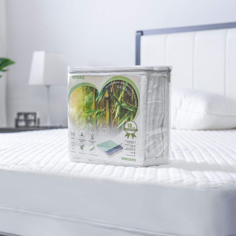 Reaks Twin Size Zippered Waterproof Mattress Protector Cover with zipper-360 Top Removable Mattress Encasement 10-13'' Deep - Image 5