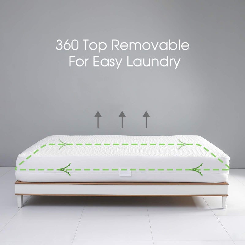 Reaks Twin Size Zippered Waterproof Mattress Protector Cover with zipper-360 Top Removable Mattress Encasement 10-13'' Deep - Image 3