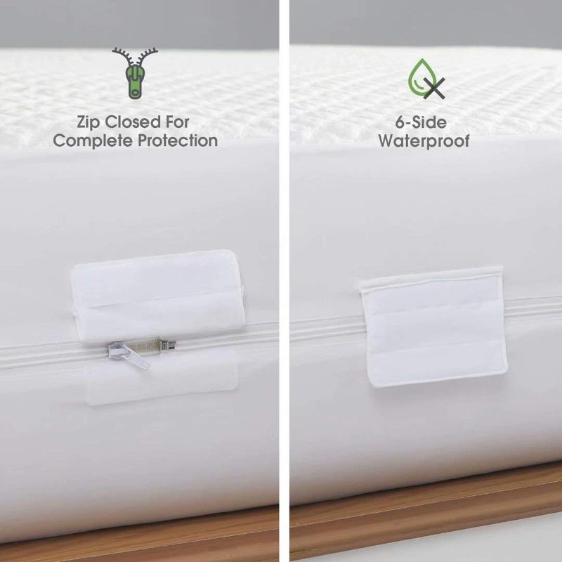 Reaks Twin Size Zippered Waterproof Mattress Protector Cover with zipper-360 Top Removable Mattress Encasement 10-13'' Deep - Image 4