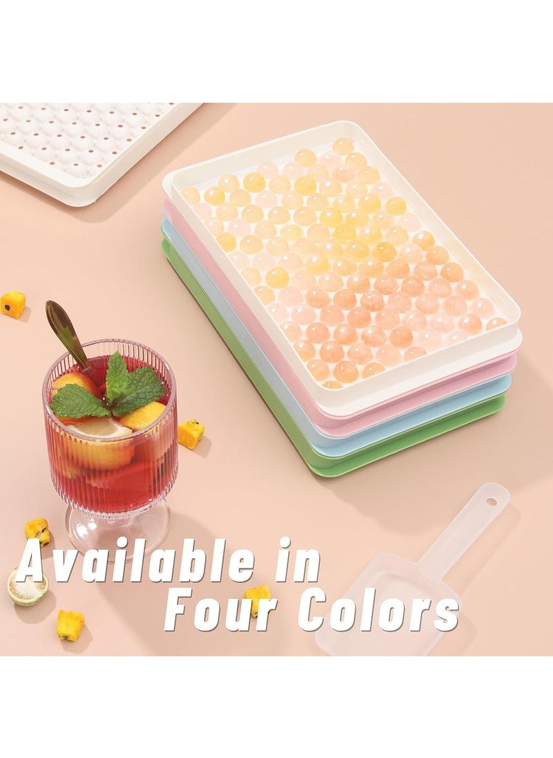 Mini Ice Cube Tray, 4 Pack Small Ice Cube Tray with Lid and Bin, 104x4 Pcs Tiny Round Ice Trays for Freezer, Crushed Ice Trays Easy Release for Chilling Drinks, Coffee, Juice