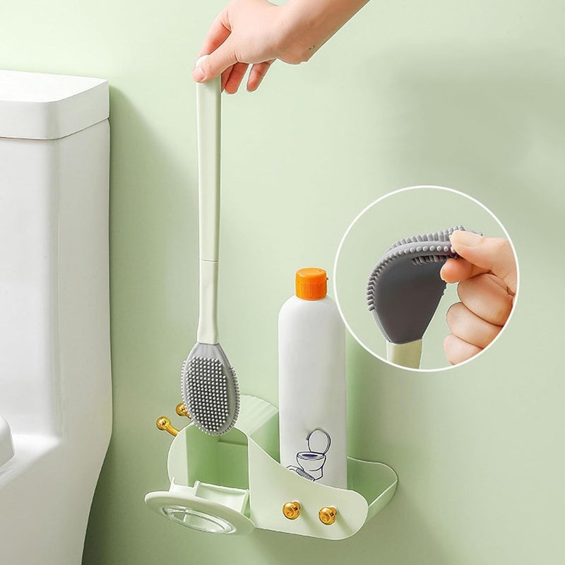 SNAPSHOPECOM Cute Shape Toilet Brush Household Wall Mounted Cleaning Brush with Long Handle Holder Cleaning Tool for Home Toilet Bathroom Accessories Cleaning Storage Rack 1 pcs - Image 3