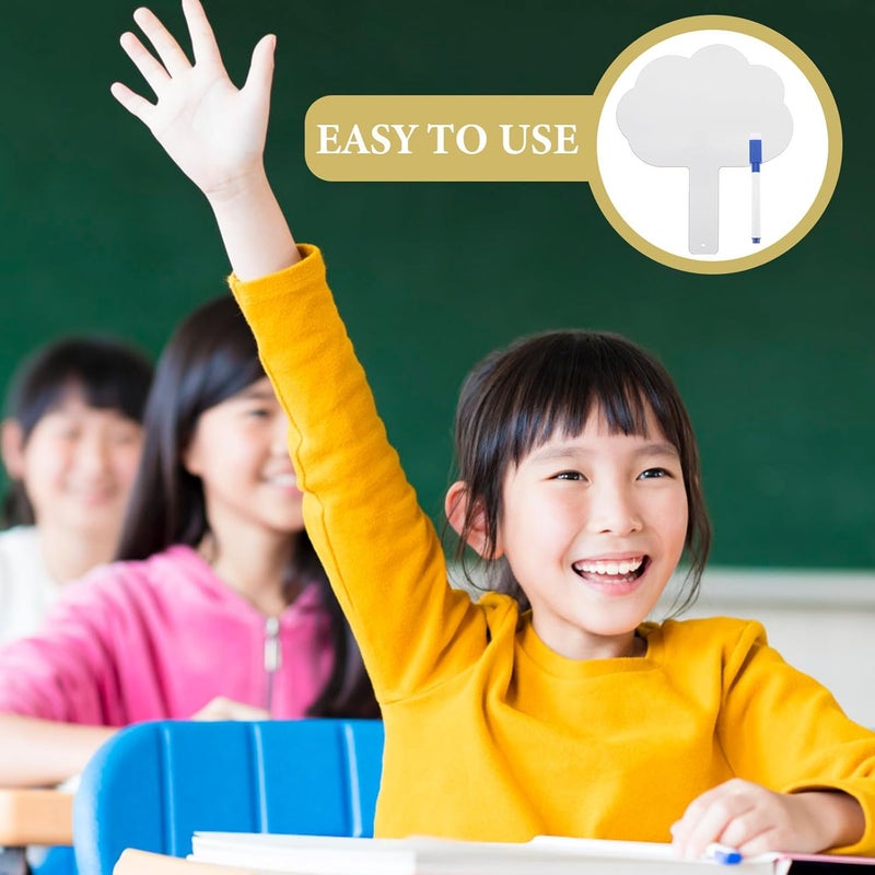 Double-Sided Wooden Dry Erase Paddle Board with Pen, Portable Handheld Classroom Answer Board, Reusable Writing and Drawing Educational Tool Random Color - Image 5
