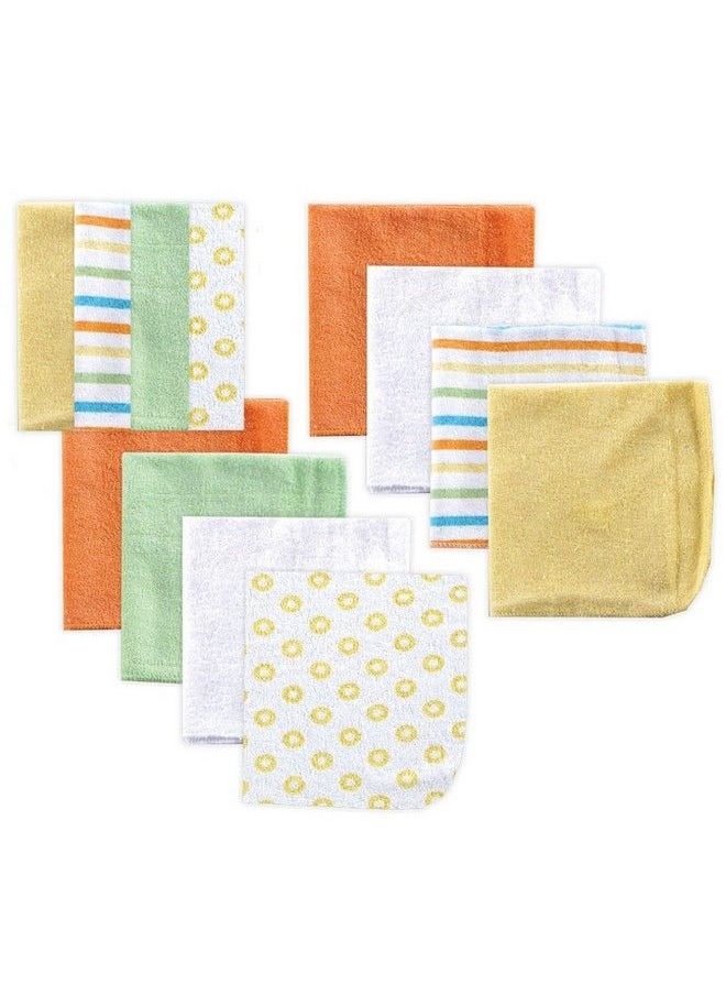 Luvable Friends - Unisex Baby Cotton Rich Washcloths Yellow Stripe One Size - Image 1