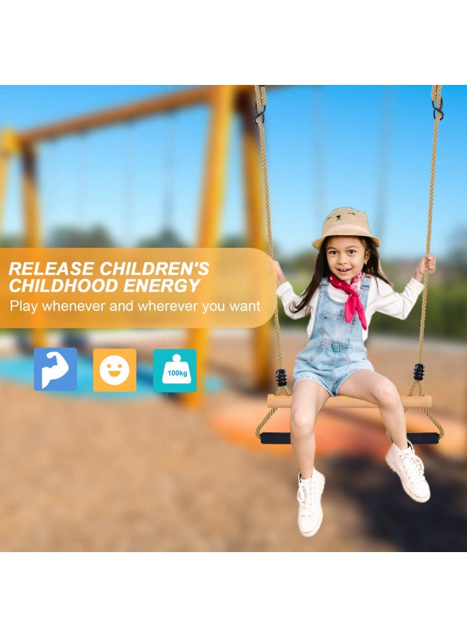YAERSI Wooden Trapeze Swing Bar with Gym Rings for Children's Swing Set Indoor Outdoor Garden,Yard,Playground - Image 2