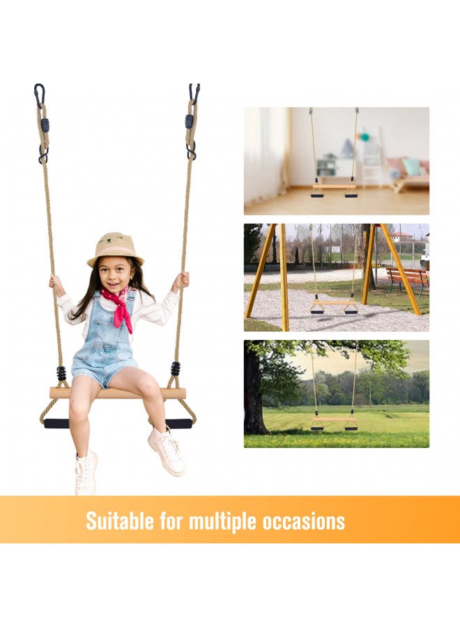 YAERSI Wooden Trapeze Swing Bar with Gym Rings for Children's Swing Set Indoor Outdoor Garden,Yard,Playground - Image 4