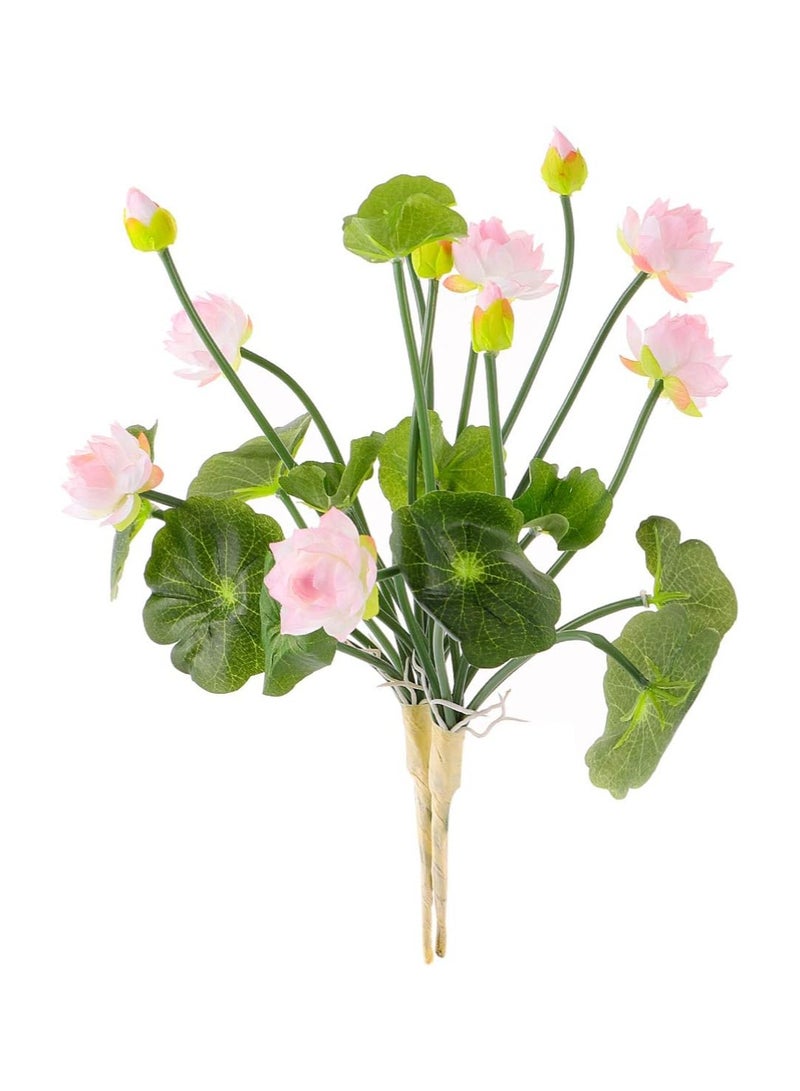 SYOSI Lotus Flowers Artifical, 2Pcs Silk Flower Artificial Flowers, Wedding Flowers Floor Decor Fake Lotus Flower Decor, Mini Lotus Flower Arrangement Light Pink, Plants Floral Greenery Stems Fake Flower  - Image 1