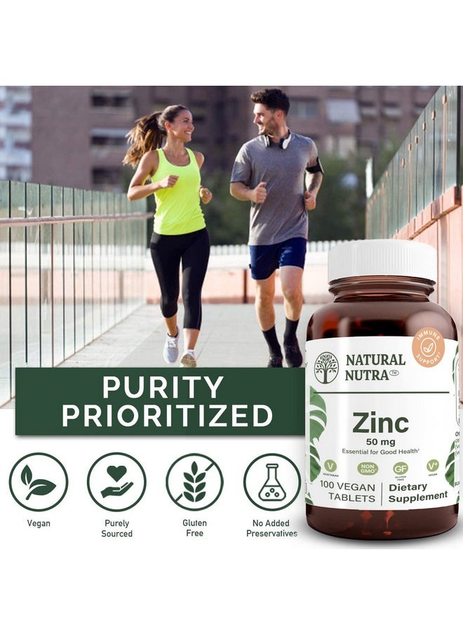 Natural Nutra Zinc Gluconate 50Mg Supplement For Immune Support Skin Enhance Taste And Smell Gluten Free 50Mg 100 Vegan Tablets  - Image 4