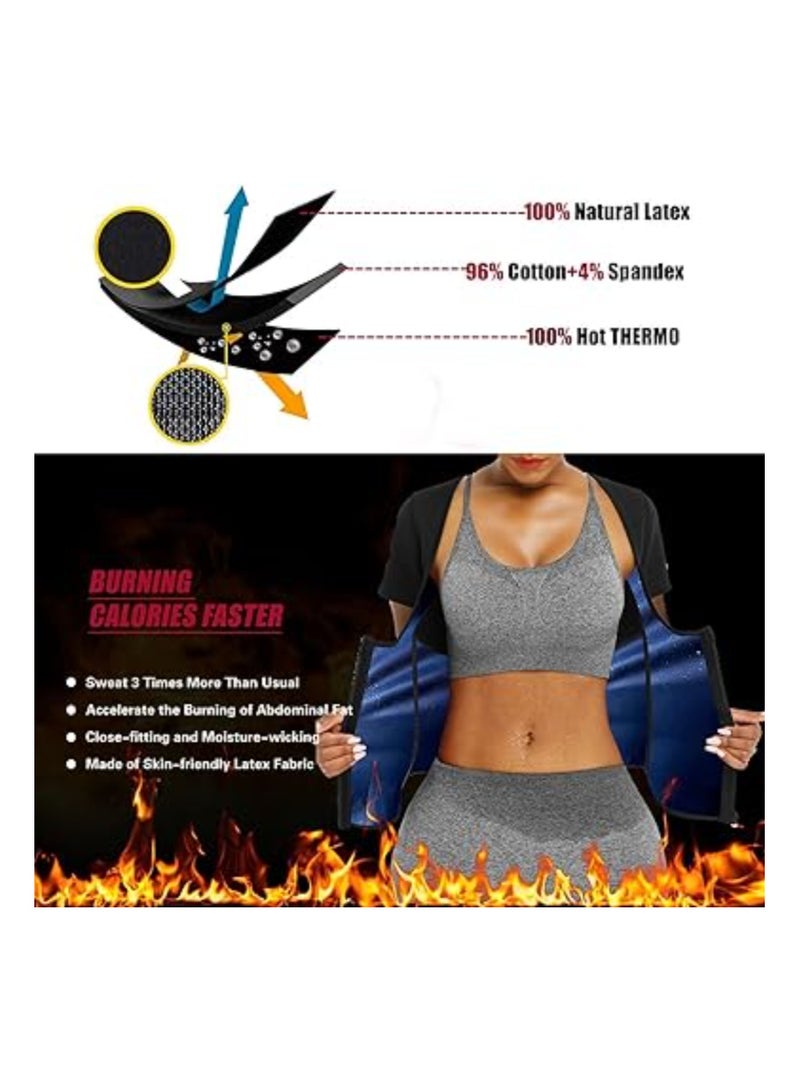 SOLARAE Slimming Sauna Suit for Women Sweat, Weight Loss Waist Trainer, Gym Workout Tops Body Shaper Sweat Suits, Sweat Vest Workout Fajas, Running Sports Yoga Clothes (XL) - Image 4