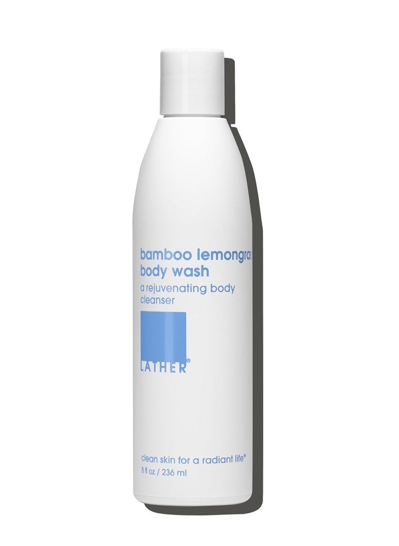 LATHER - LATHER - Bamboo Lemongrass Natural Body Wash, 8 fl oz - Shower Gel Cleanser - Body Soap - Essential Oils - Green Tea, Aloe Vera, Jasmine - All Skin Types, Vegan, Cruelty Free - Beauty & Skincare - Image 1