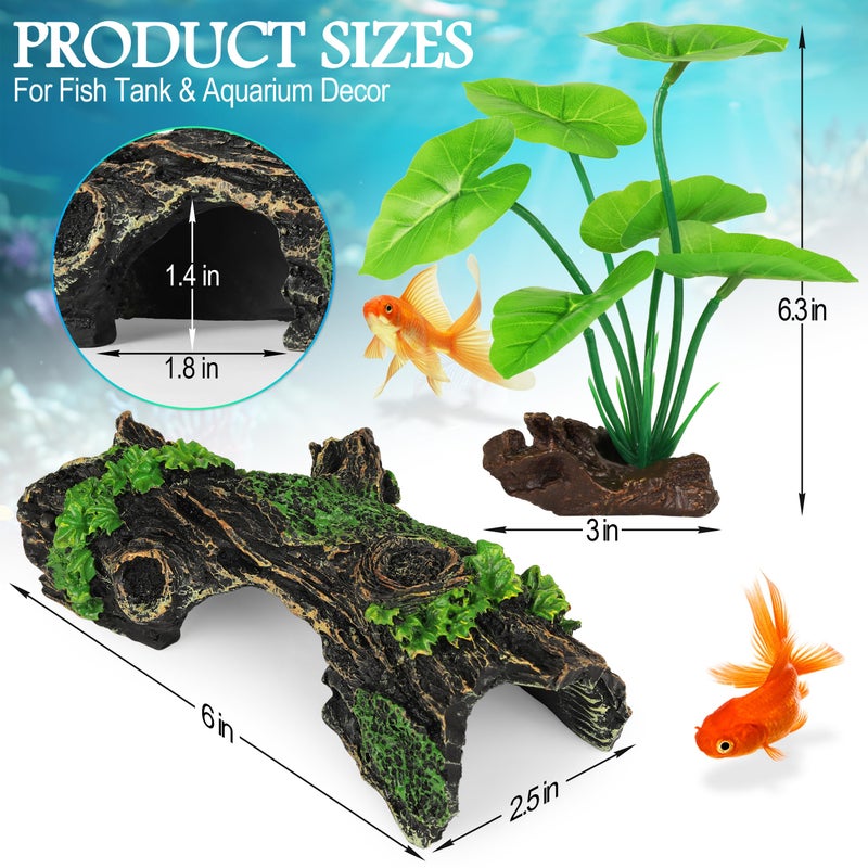 MyLifeUNIT Fish Tank Decor, Silk Aquarium Plants and Hollow Tree Trunk Decor for Betta, Goldfish, Turtle, Reptile Decoration - Image 3