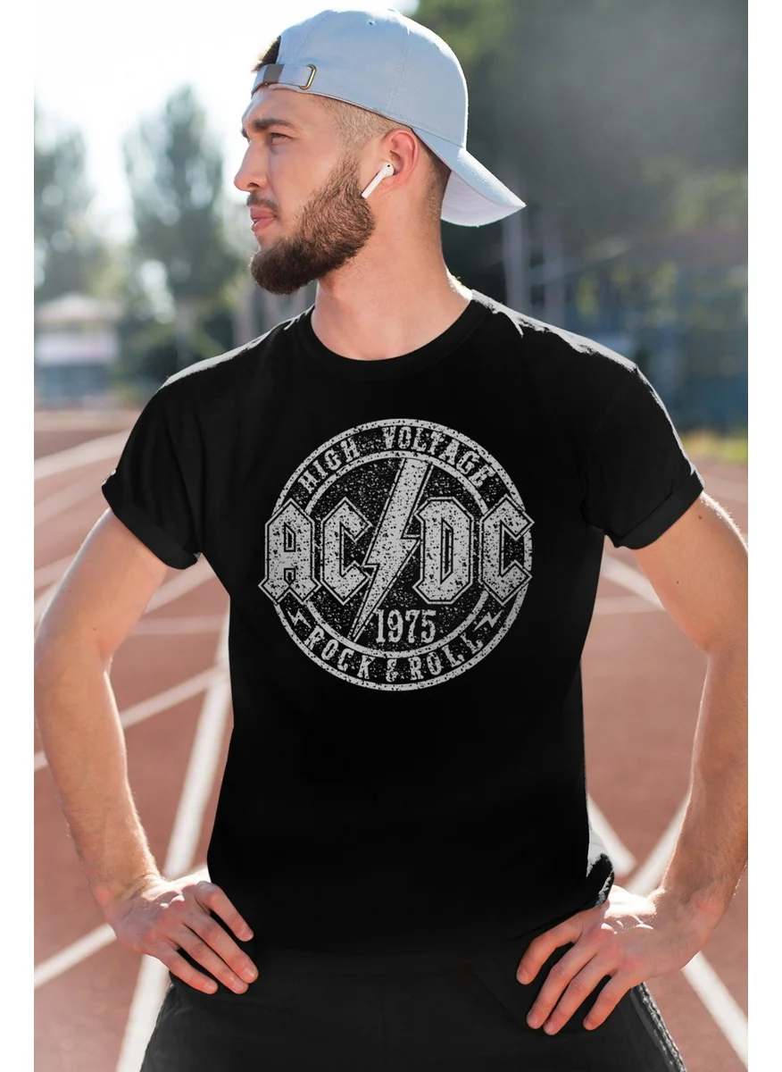 Rock&Roll In The Circle Acdc Black Short Sleeve Men's T-Shirt