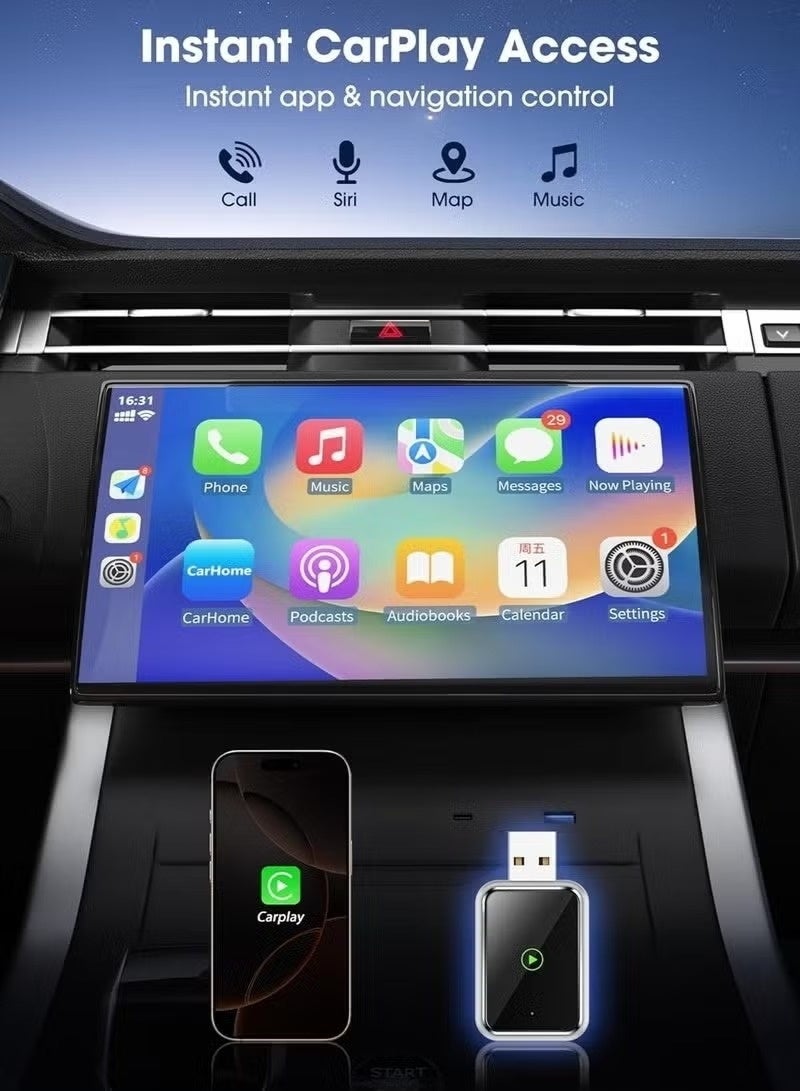 Wireless CarPlay Adapter for iPhone,Fast and Stable Connection for 2015 and up Built-in,Bluetooth 5.3, 5.8GHz, Aluminum Design, USB/Type-C, No Latency - Image 4