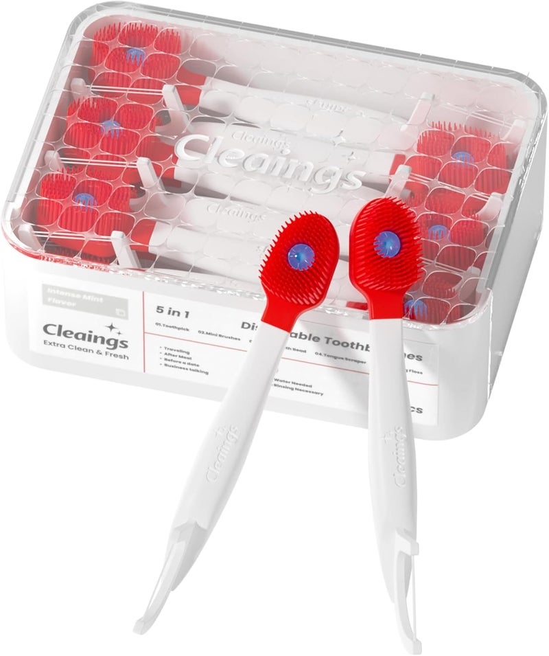 cleaings Mini Disposable Toothbrush Set with Toothpaste and dental floss – Portable Travel Essentials for Women & Men, Ideal for Camping, Road Trips, and Vacations, 16 Pcs-Intense Mint Flavor（Pack of 1） - Image 1