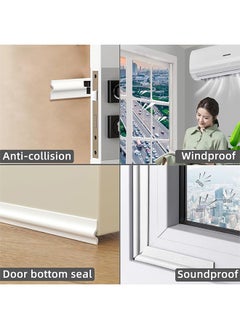 HY 4m Window Draft Stopper Draught Foam Seal Strip for Bottom and Side of Door-White,Self Adhesive PU Foam Weather Strip for Window Trim and Door Insulation Soundproofing,Door Sweep for Interior Doors  - Image 2