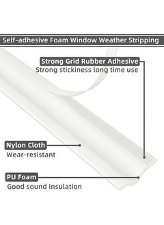 HY 4m Window Draft Stopper Draught Foam Seal Strip for Bottom and Side of Door-White,Self Adhesive PU Foam Weather Strip for Window Trim and Door Insulation Soundproofing,Door Sweep for Interior Doors  - Image 5