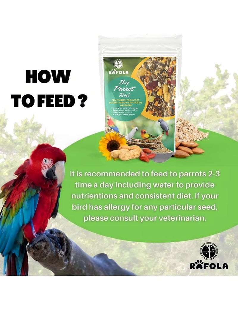 RAFOLA Big Parrot Food-Premium Bird Food Granule For Exotic Birds For All Life Stages(1 Kg Bag) Long-Lasting Nourishment And Optimal Health High-Variety Formula Mix Blend - Image 4