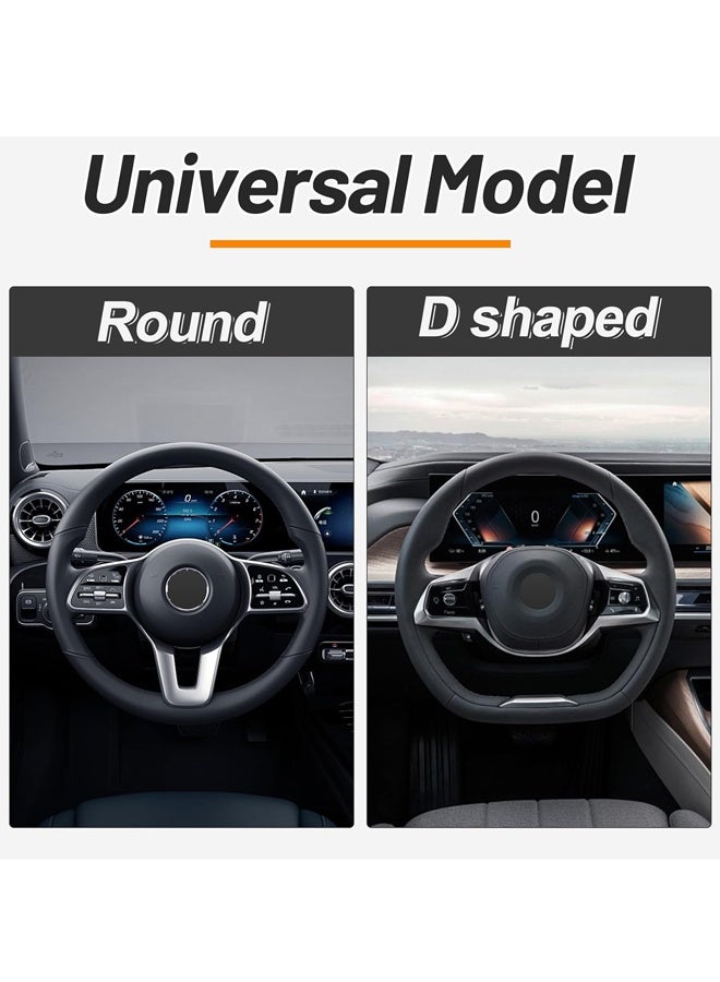 Elastic Stretch Steering Wheel Cover,Warm in Winter and Cool in Summer, Universal 38cm, Microfiber Breathable Ice Silk, Black - Image 5