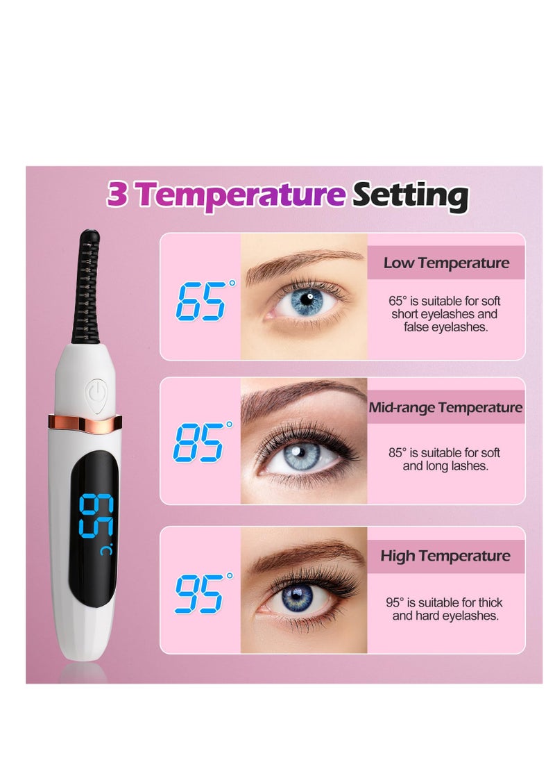 Heated Electric Eyelash Curler with 8-Second Fast Heating, LED Display, 3 Temperature Settings, and 24-Hour Long-Lasting Results for Perfect Lashes for Women and Girls. - Image 4