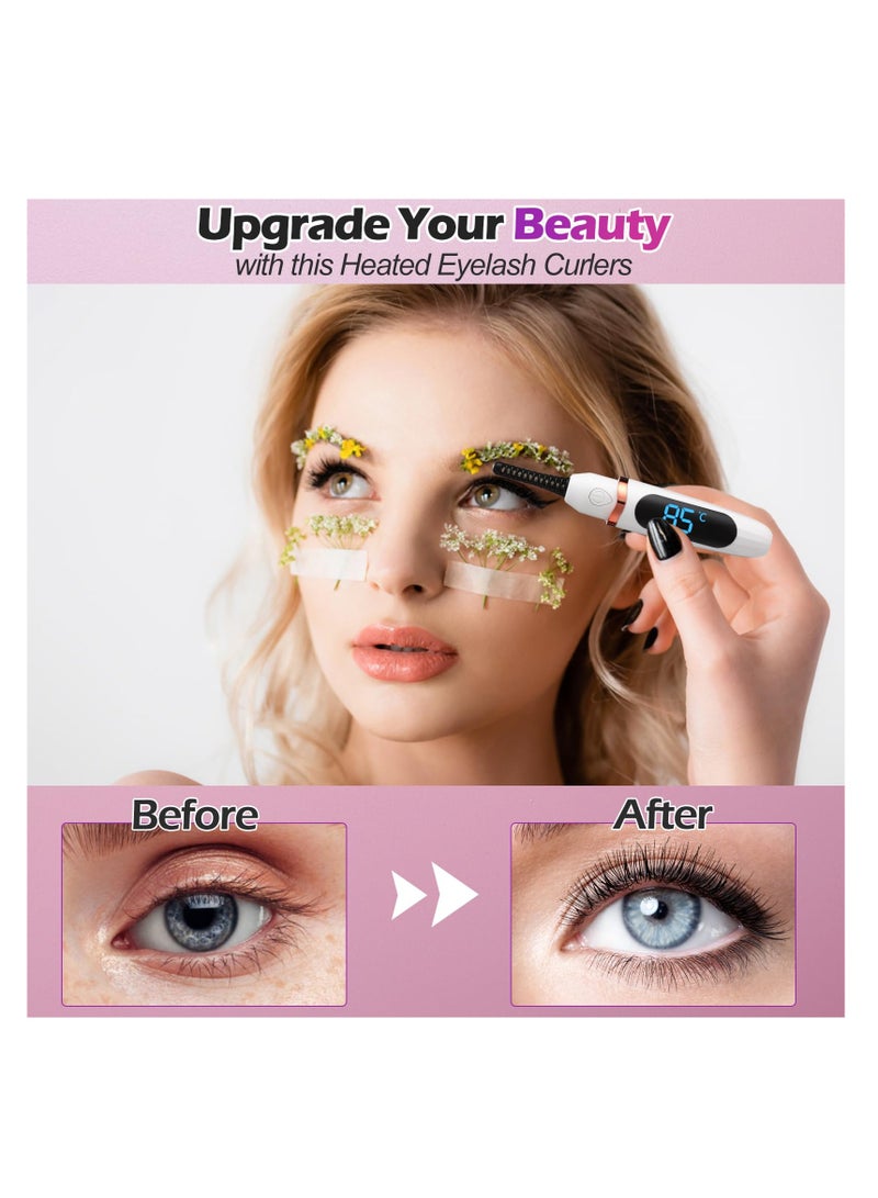 Heated Electric Eyelash Curler with 8-Second Fast Heating, LED Display, 3 Temperature Settings, and 24-Hour Long-Lasting Results for Perfect Lashes for Women and Girls. - Image 2